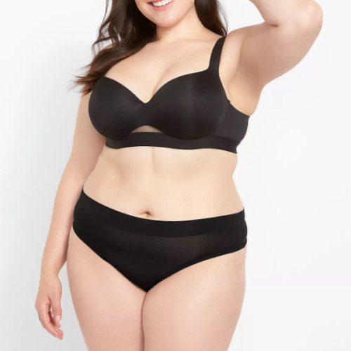 Lane Bryant Cacique Plus 14/16 Comfort Bliss Thong Wide-Side Panty Black