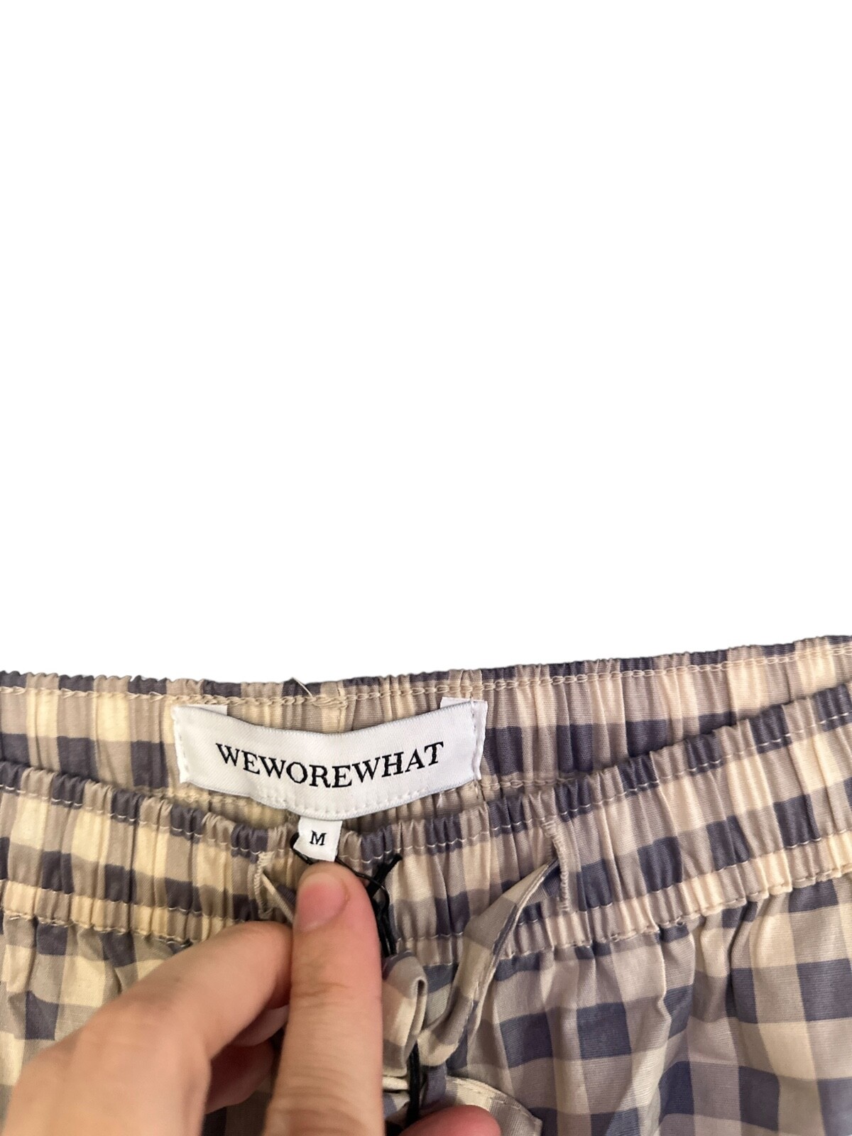 WeWoreWhat NWT Cotton Boxer Short in Gingham print size medium High Rise