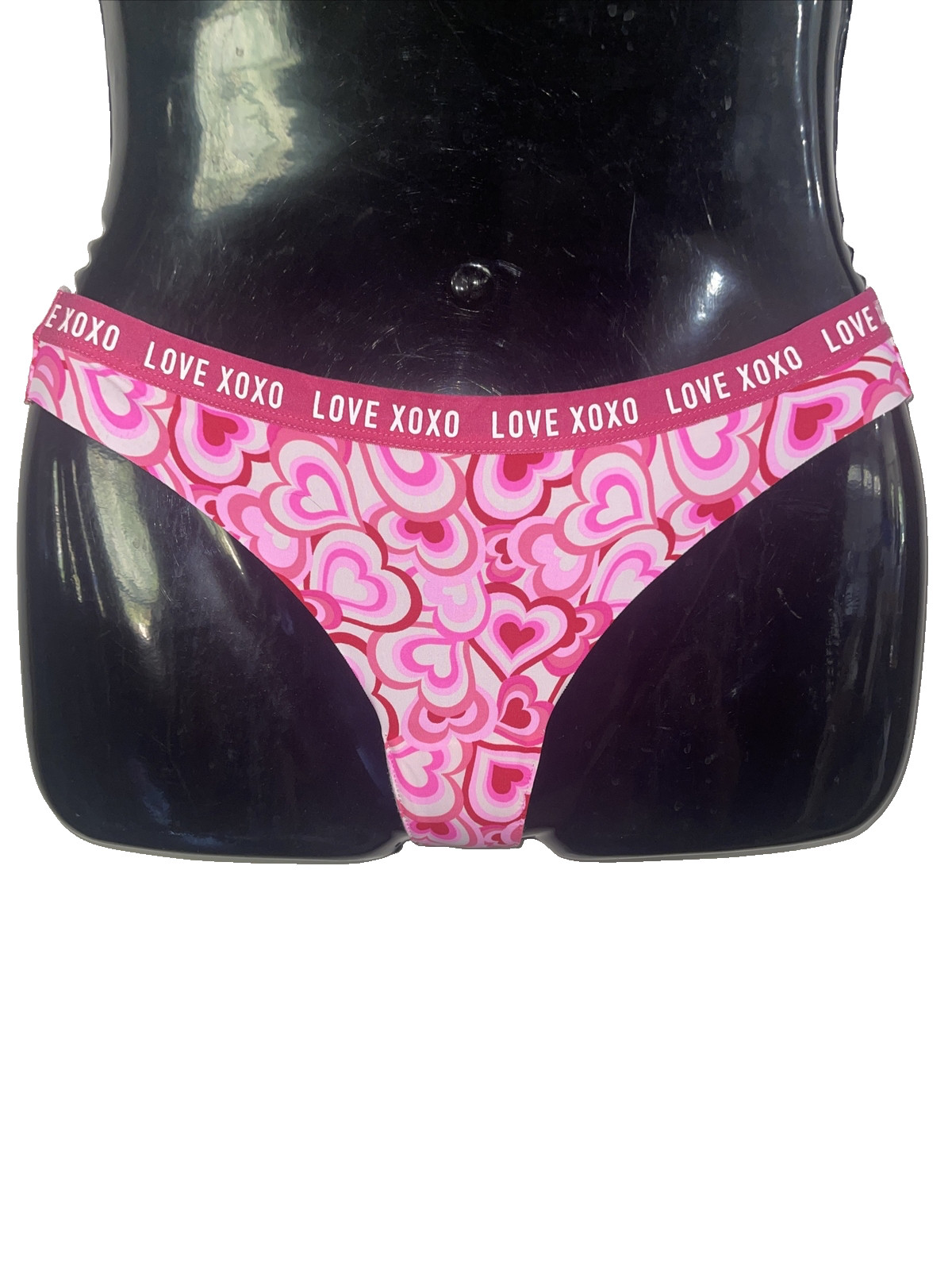 XOXO White Pink Red Hearts Love Sissy Thong Seamless Panty Underwear Size Large