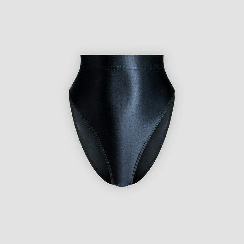 Women Sexy Shiny High-Waisted Panties Glossy Gymnastics Briefs Inner Outer Wear