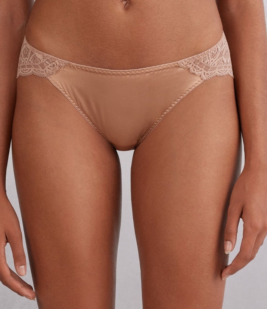⭐️⭐️⭐️Silk and Lace Briefs Intimissimi Beige RRP £25 Beautiful And Sexy ⭐️⭐️⭐️