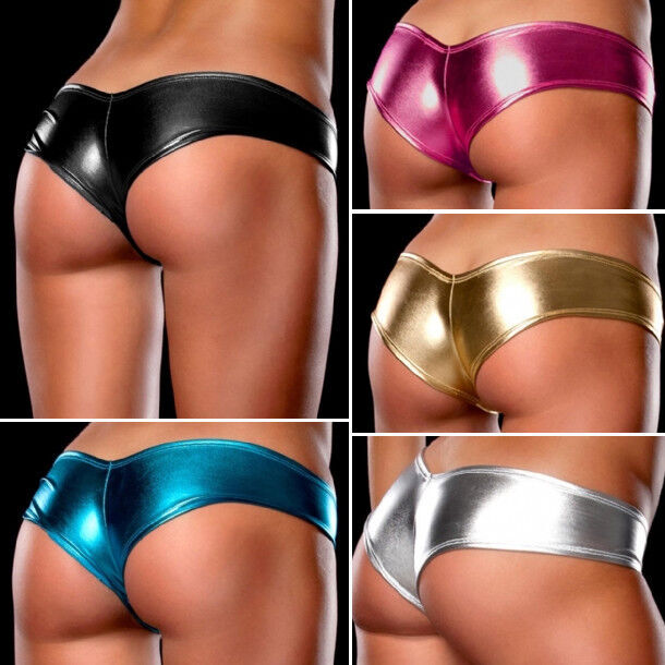 5 Packs Lot Women Metallic Lingerie G-String Micro Thong Underwear Bikini Briefs