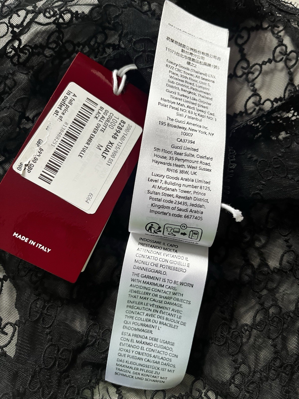Gucci GG Embroidered Tulle Highwaisted briefs Size M UK 10-12 With Box