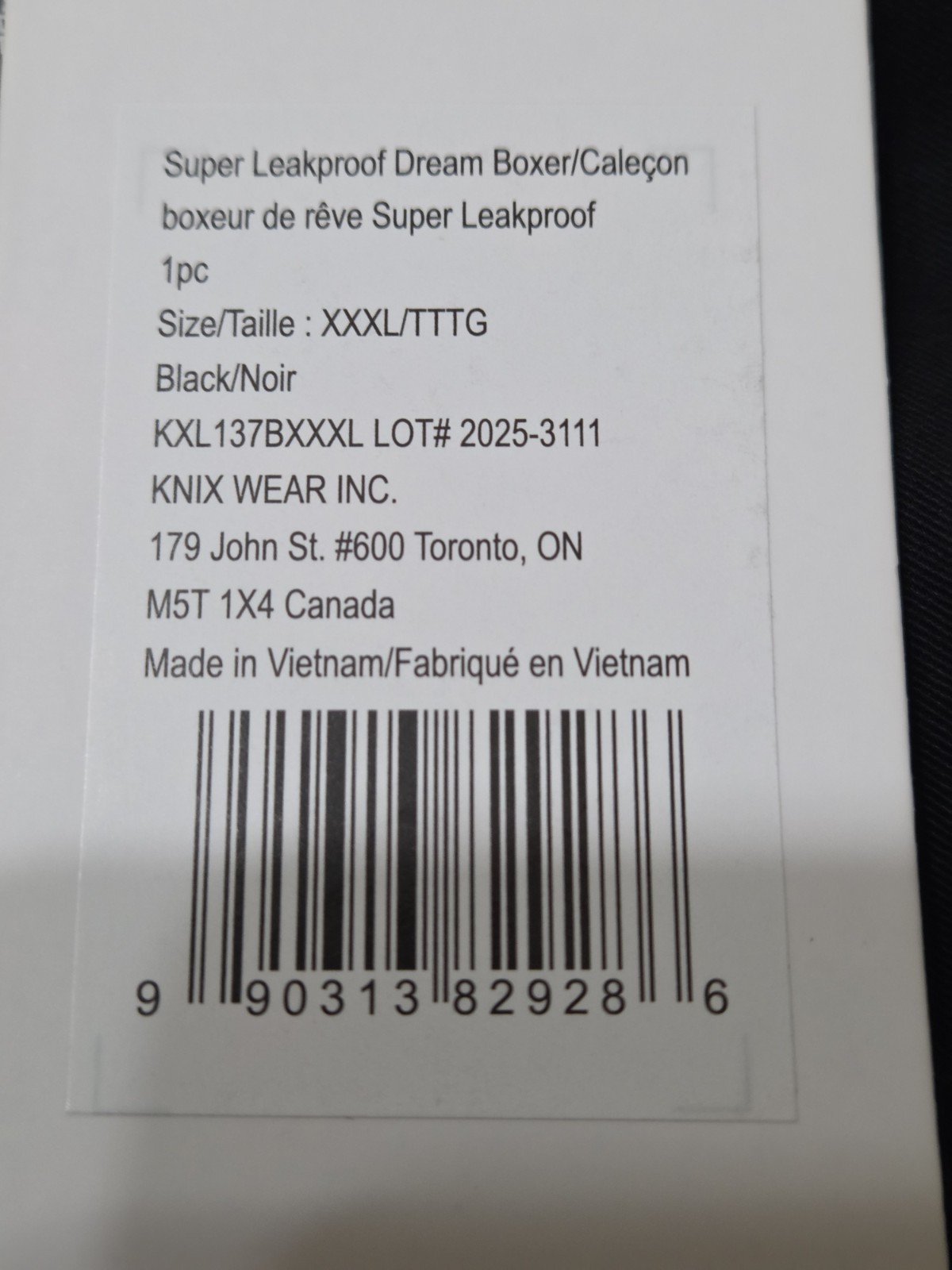 NWT Knix Super Leakproof Dream Boxer 3XL Black Period Underwear Absorbent C8.1