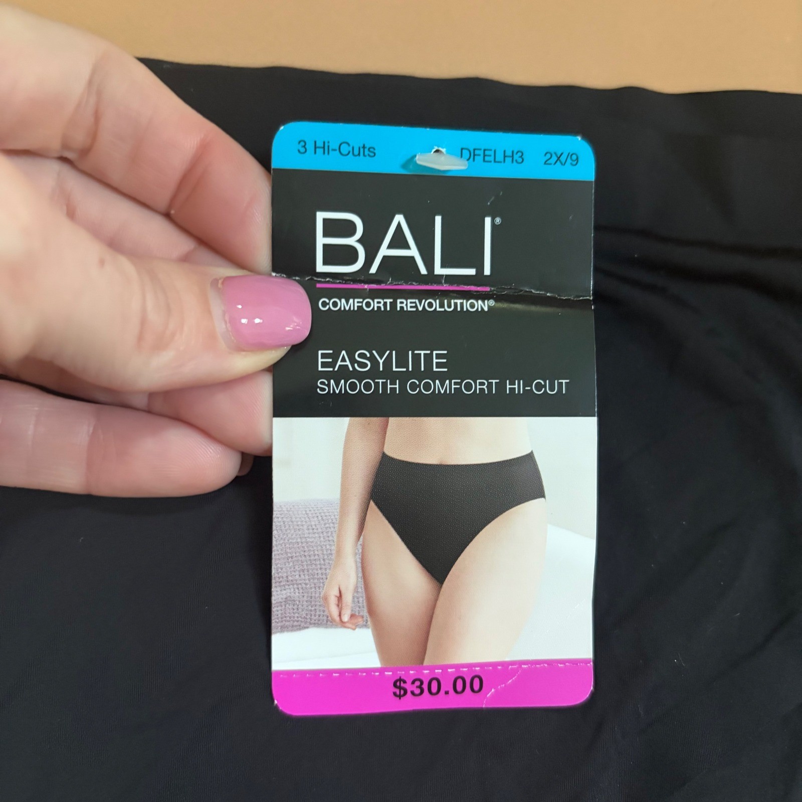 Bali Comfort Revolution Easylite Smooth Comfort Hi-Cut Panty Black 2X/9 DFELH3