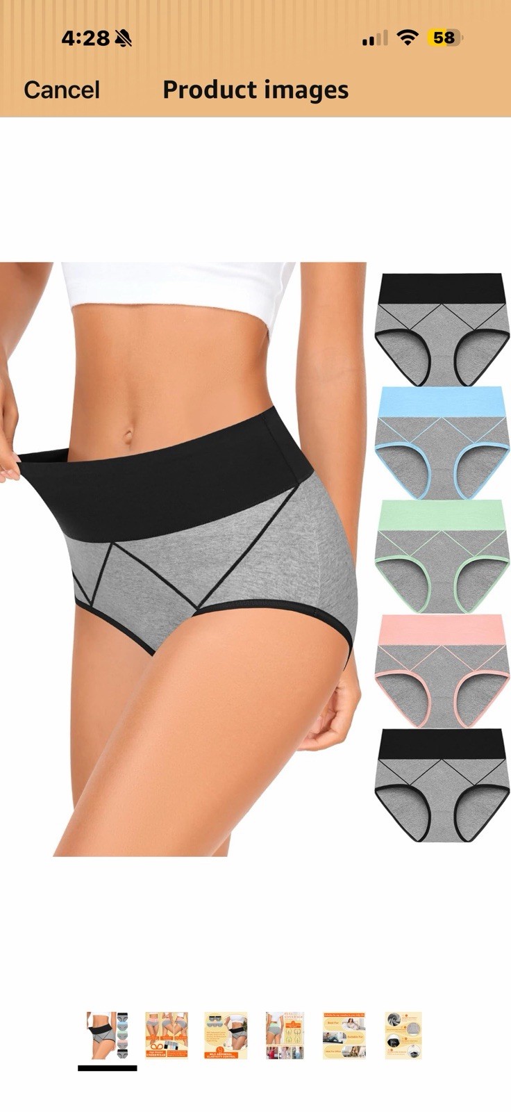 Set of 5 MSRP MISSWHO Women’s M High Waisted Cotton Underwear Full Cover XL