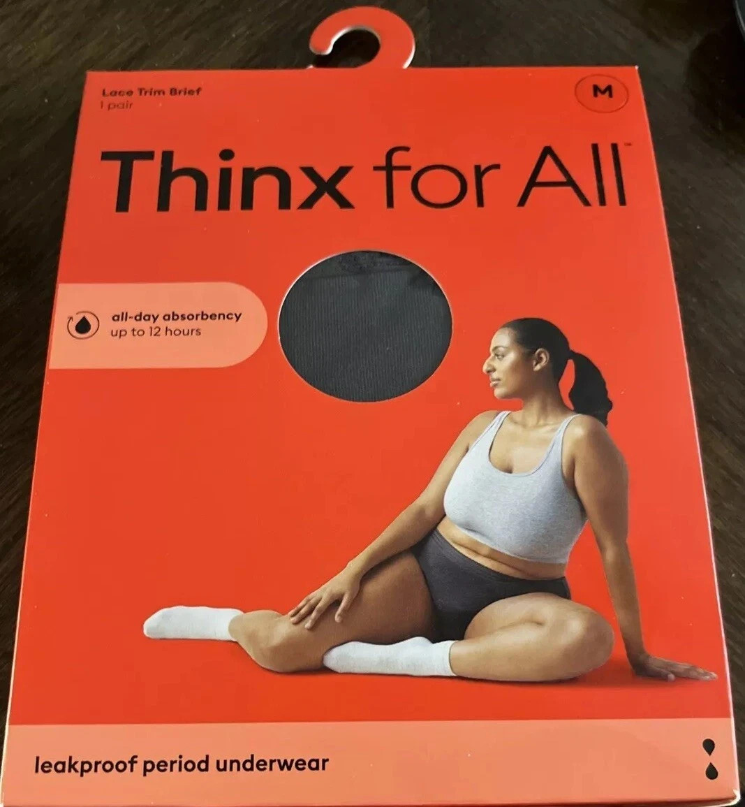 New for All All Day Absorbency Leakproof Period Underwear Lace Trim Size M c0