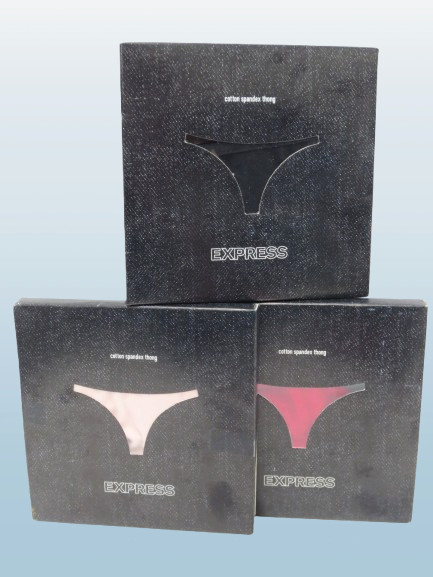 EXPRESS INTIMATES COTTON SPANDEX THONG PANTY BLACK, PINK & RED SIZE S 3PC SET