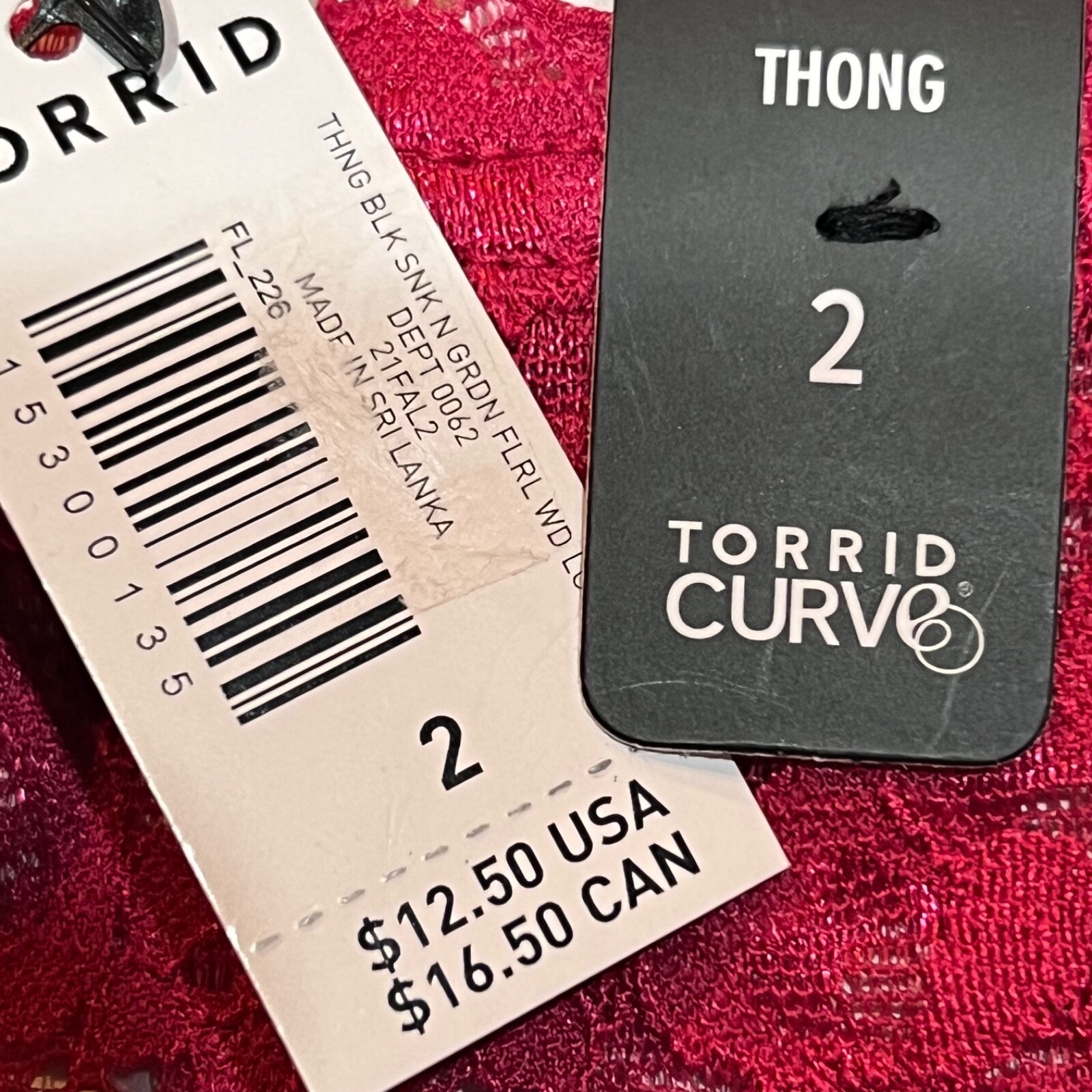 NWT TORRID Thong Pantie Sz 1X-2X-3X-4X Pink Black Floral Jersey Lace