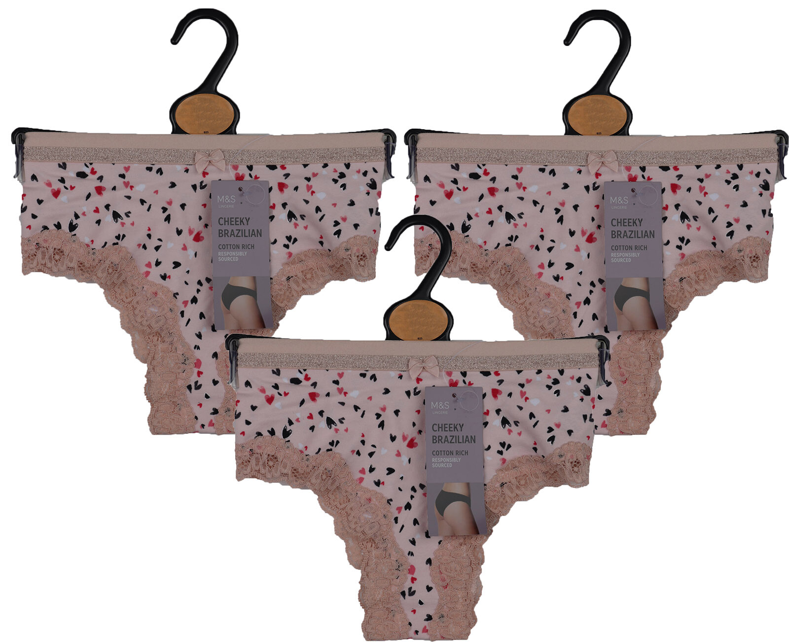 M&S Brazilian Knickers Multicoloured Womens Size 10 x3 zz