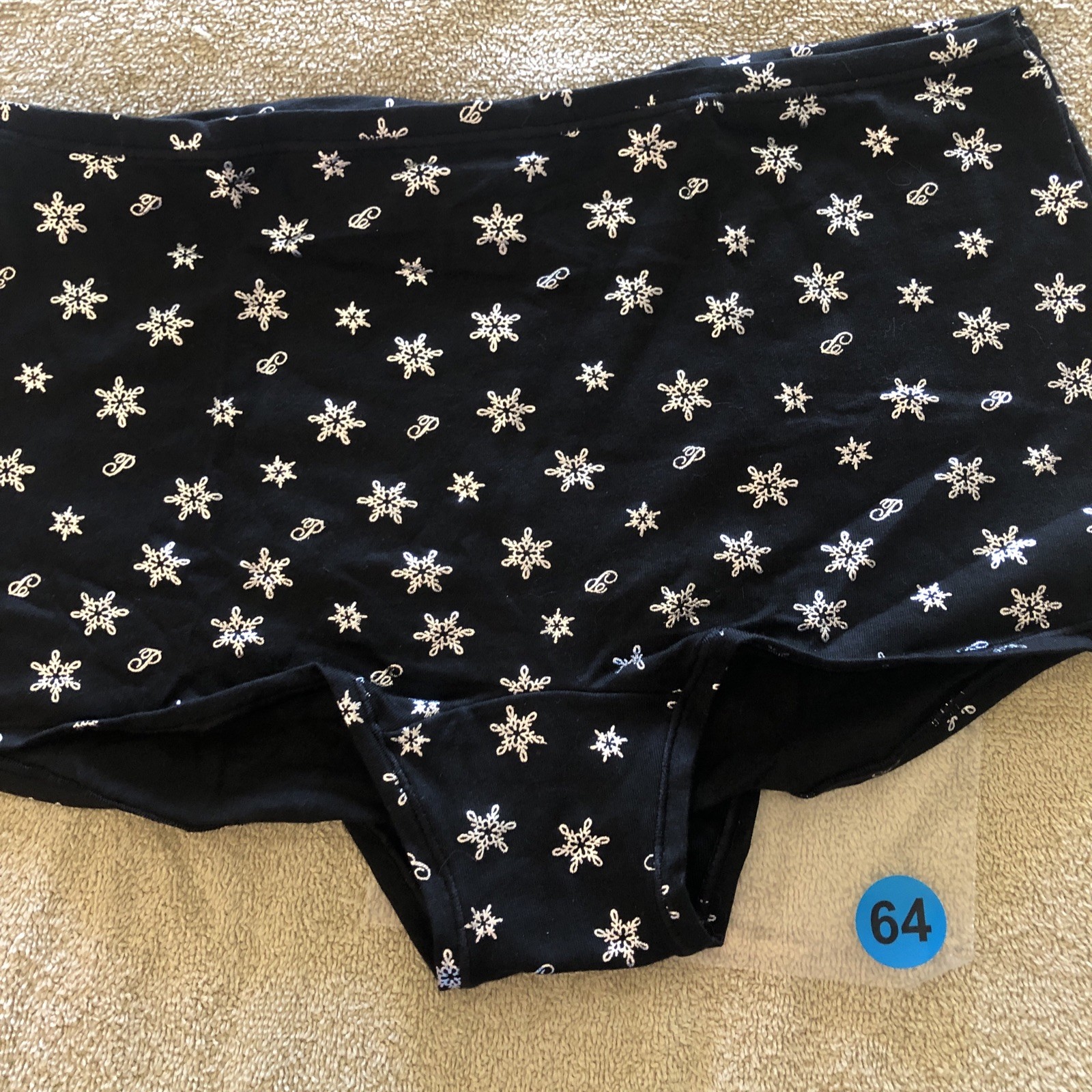 Pink By Victorias Secret Large Black Snowflake Stretch Boyshort Panties