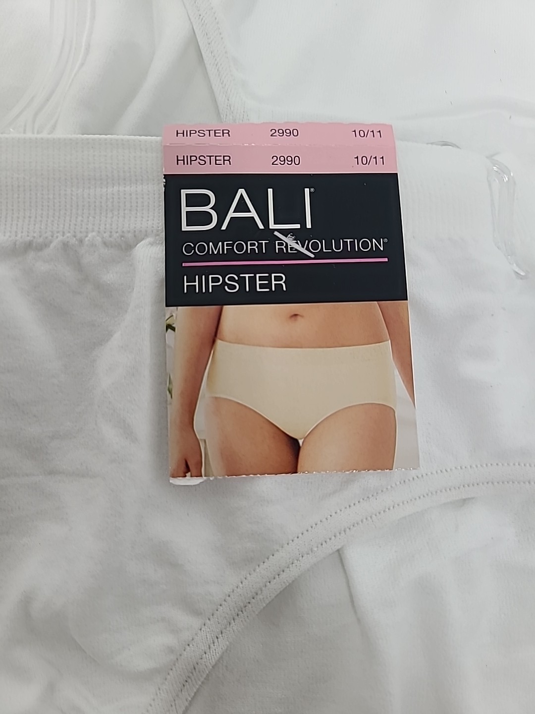 Bali 3 Pairs Hipster Comfort Revolution Seamless Panties 10/11 White 2990 NWT