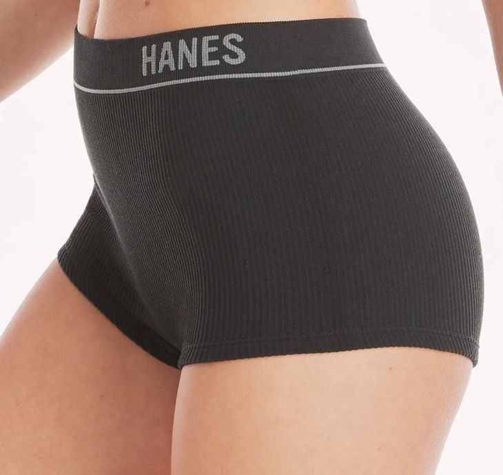 HANES Originals 3-Pair Boyshort Underwear Panties Ribbed Nylon Black Tan Size XL