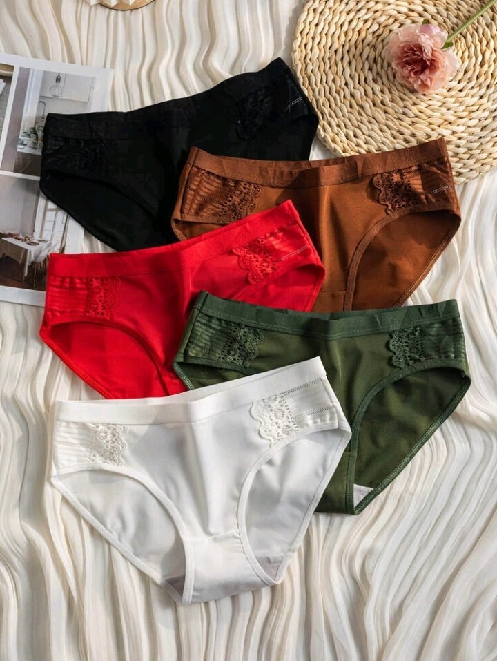 Shein Underwear 5 Pack Contrast Lace, Panty Multi Set Lg 8 BRAND NEW UNOPENED