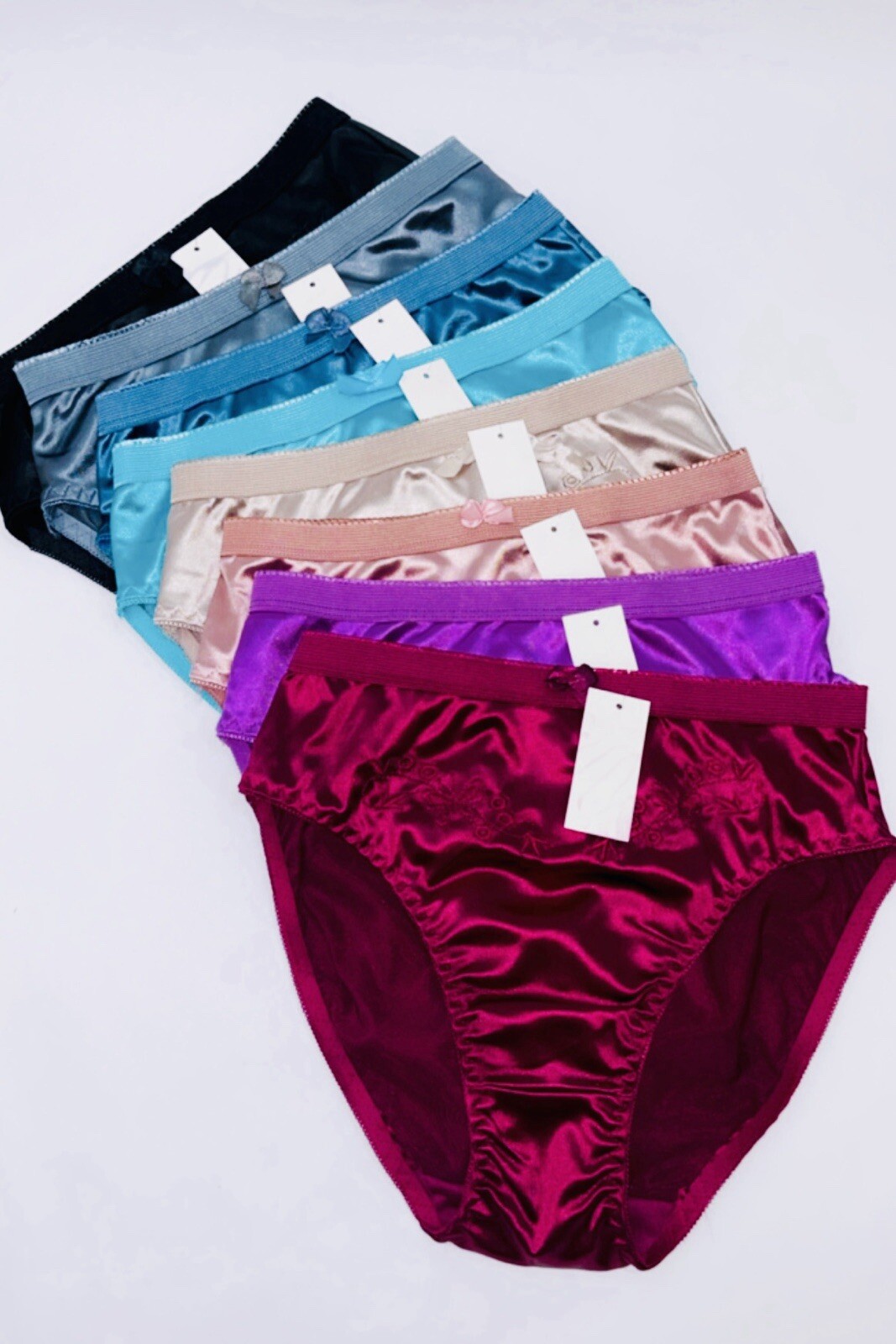 3 PACK SILKY SATIN SMOOTH HI WAISTED HI CUT PANTIES PANTY BIKINIS BRIEF 4XL 322