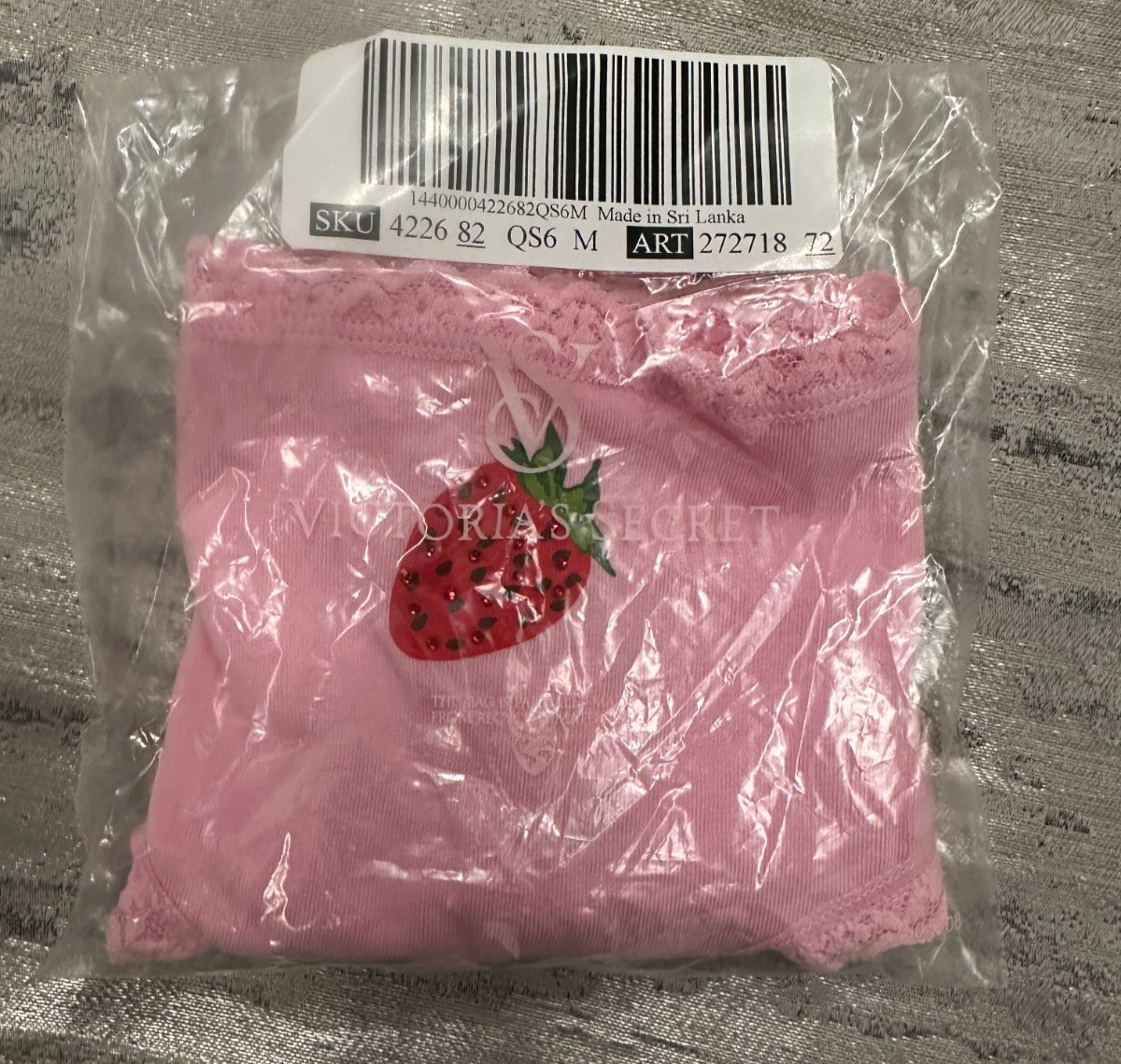 NWT Victoria’s Secret COTTON LACE WAIST CHEEKY Panty Cupid Pink Strawberry M