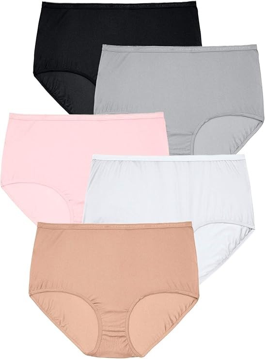 NWOT Womens Assorted Comfort Choice 5 Pair Pack Cotton Brief Panties Size 15