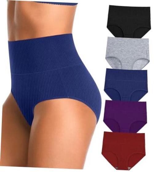 High Waisted Womens Underwear Cotton Tummy X-Large-XX-Large Multicolored
