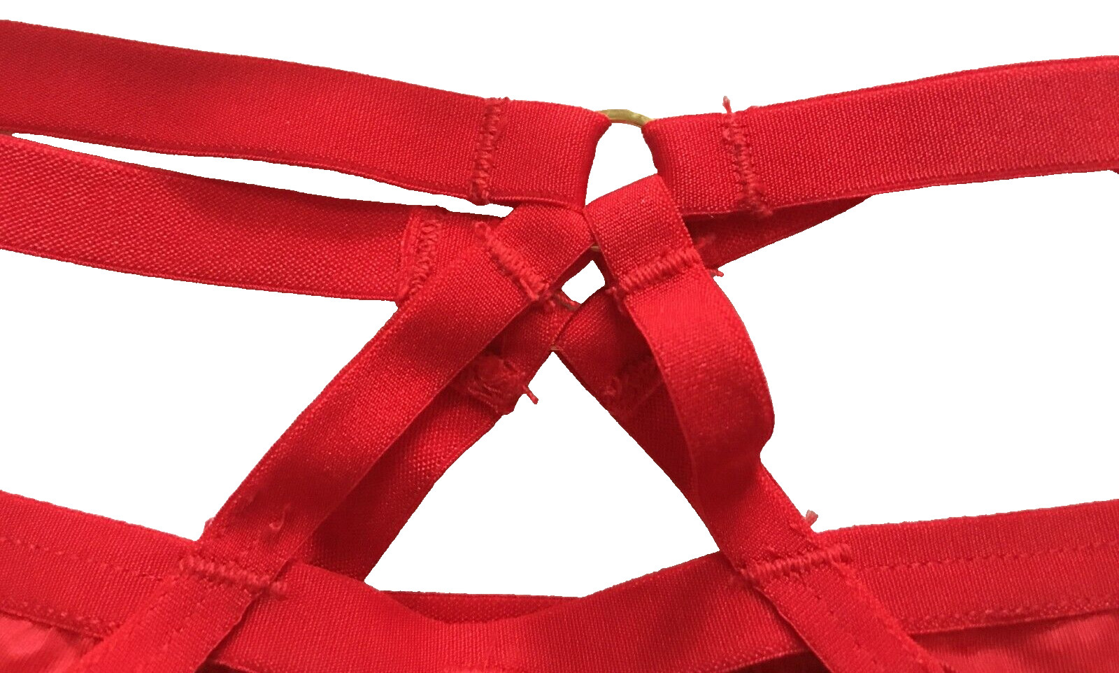 Victorias Secret Sexy Red Silky Strappy Cut-Outs Thong Panties M Metal Accents