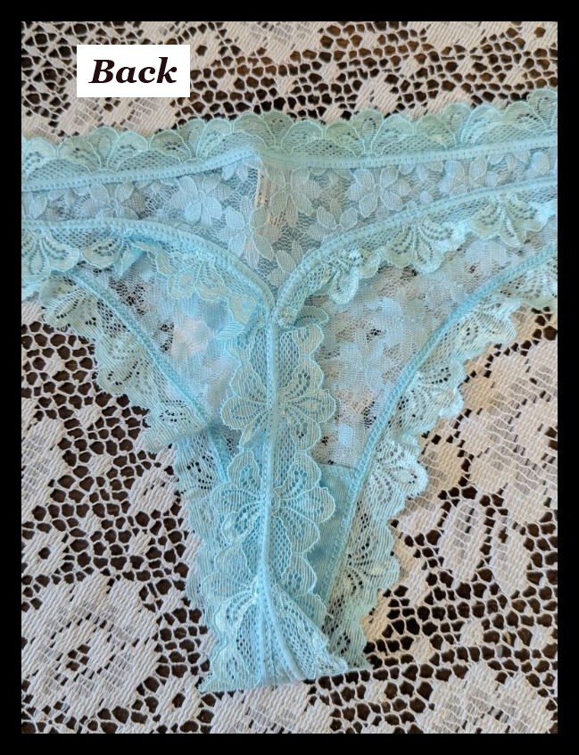 HERS BY HERMAN Lot of 4 Light Aqua Blue Teal Green Lace Thong/Panties Large