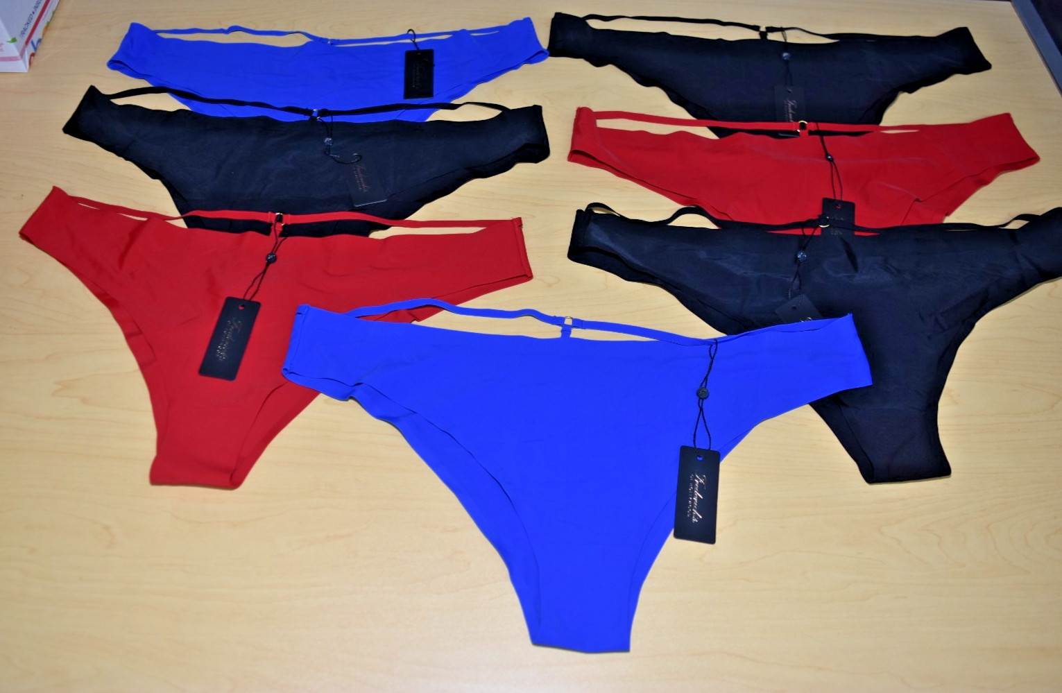 7 NWT Frederick’s Hollywood No Show Cheeky Bikini Panties Blue Red Black 3XL 3x