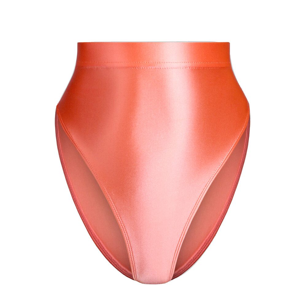 Women Sexy Shiny High-Waisted Panties Glossy Gymnastics Briefs Inner Outer Wear