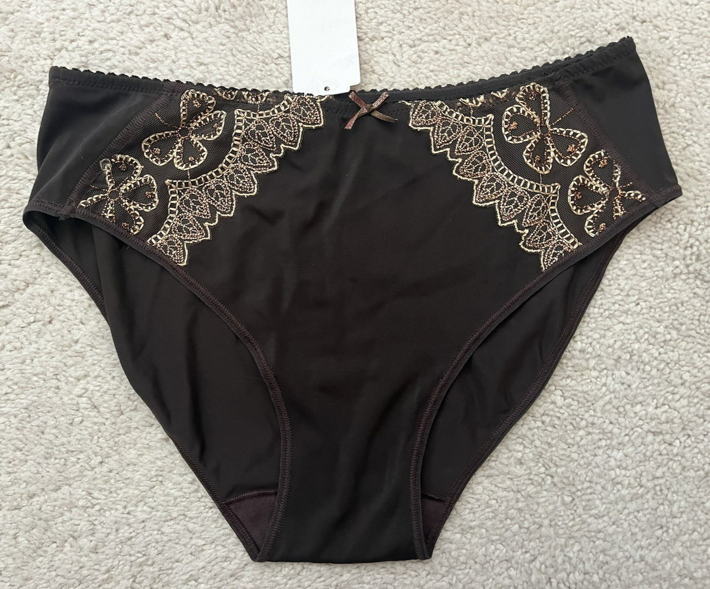 NWT Milavitsa Lace Panties Brown Size 10