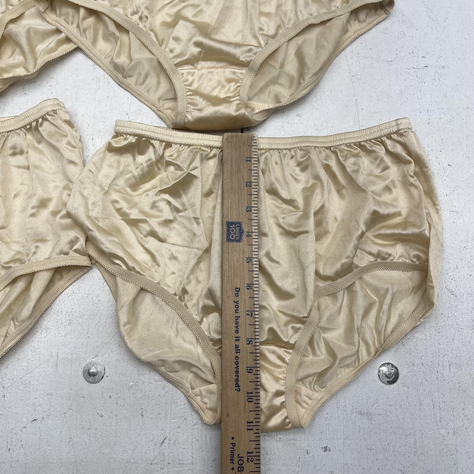Teri Brief Panties Womens Medium Beige Nylon Satin 4 Pack Lightweight Stretch