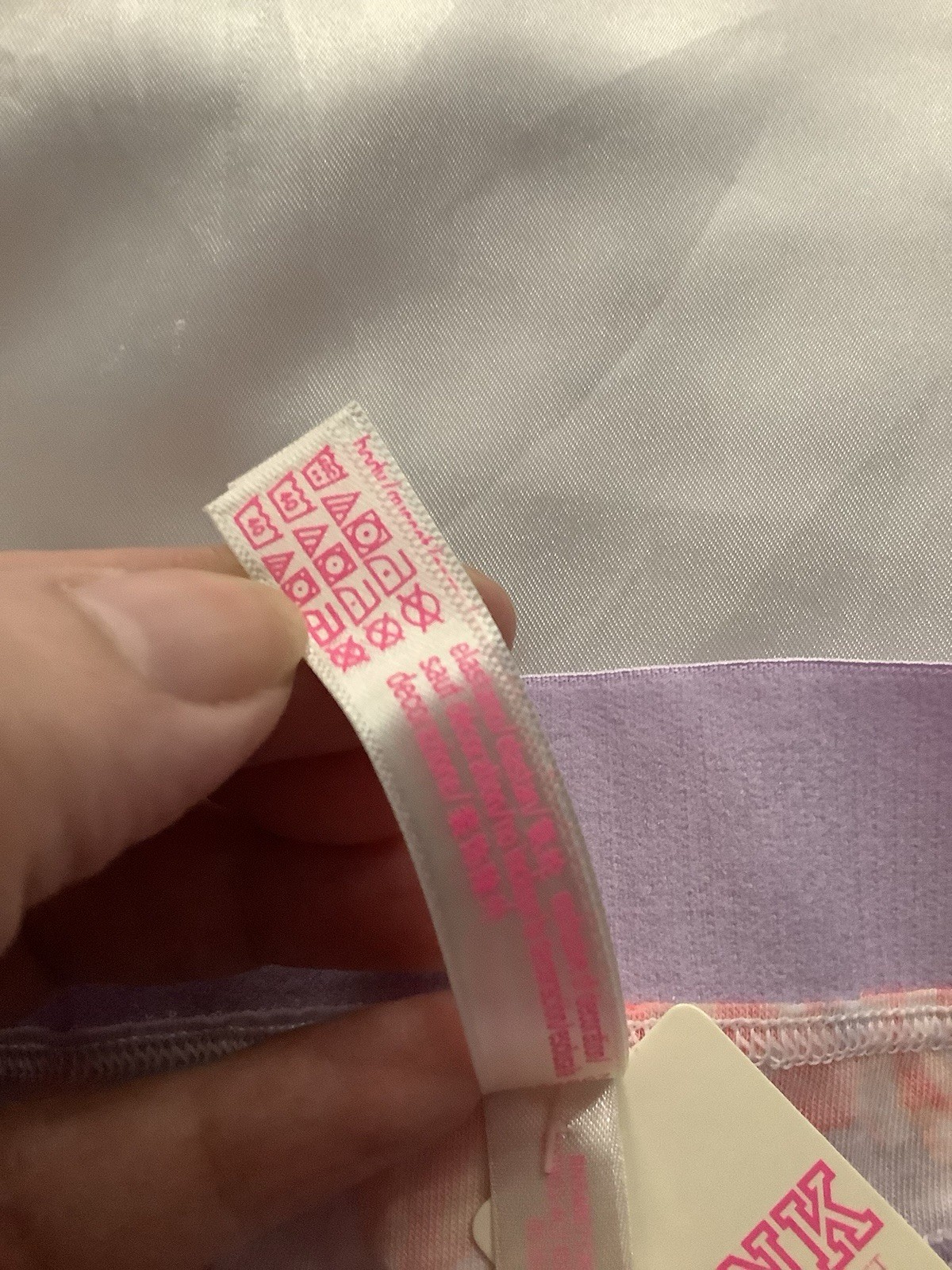 Victoria’s Secret PINK Women’s Thong Panties Purple Floral Boy Binding 1pk Large