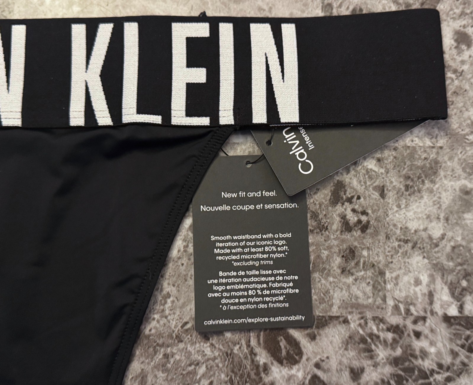 CALVIN KLEIN BLACK SMOOTH THICK BAND COOLING TECHNOLOGY HIGH LEG THONG PANTIES