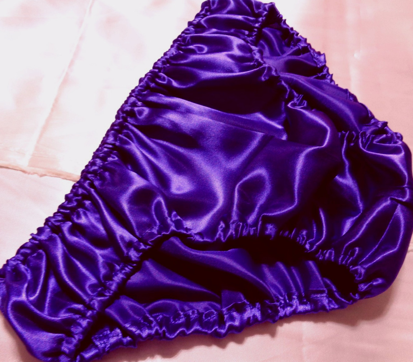 adult sissy purplish blu frilly men satin bikini panties bloomer dress-up 34-47
