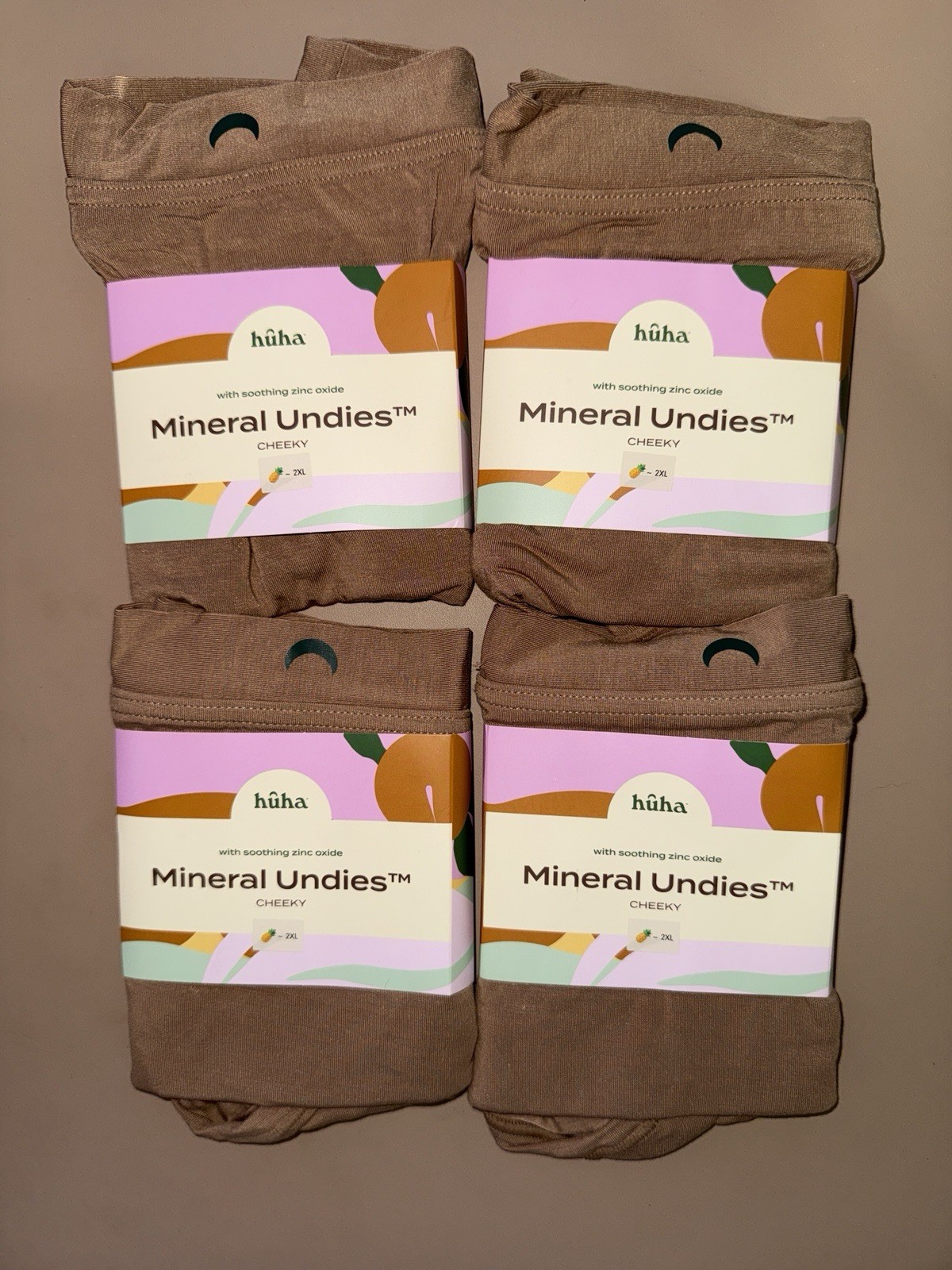 HUHA Women’s Mineral Undies ZINC OXIDE Soft Cheeky Panty TAN 2XL (Lot of 4)
