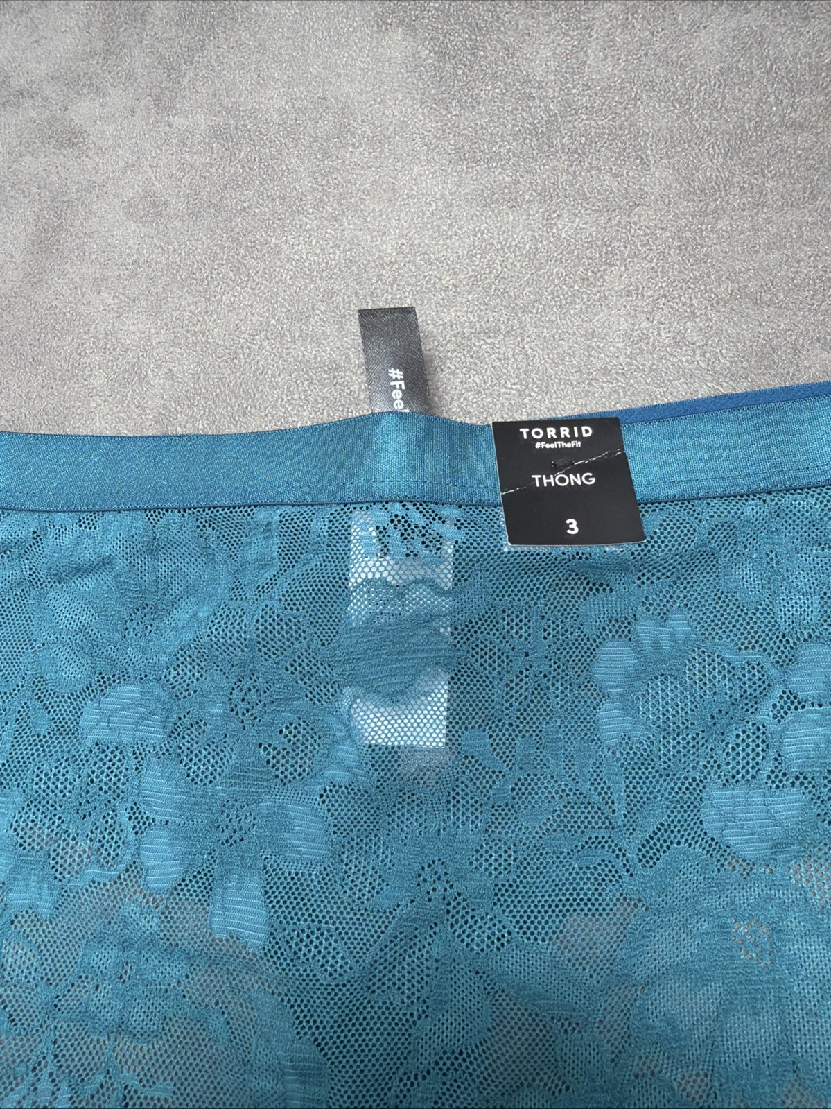 Torrid Aria Lace Thong Panty Open Gusset Turquoise Blue Size 3X