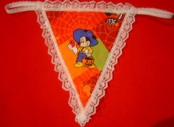 Womens Orange MICKEY MOUSE Halloween Disney Costume String Thong Underwear