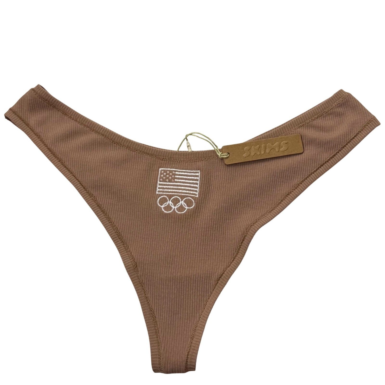 SKIMS Soft Lounge Rib Dipped Thong Team USA Sienna Large