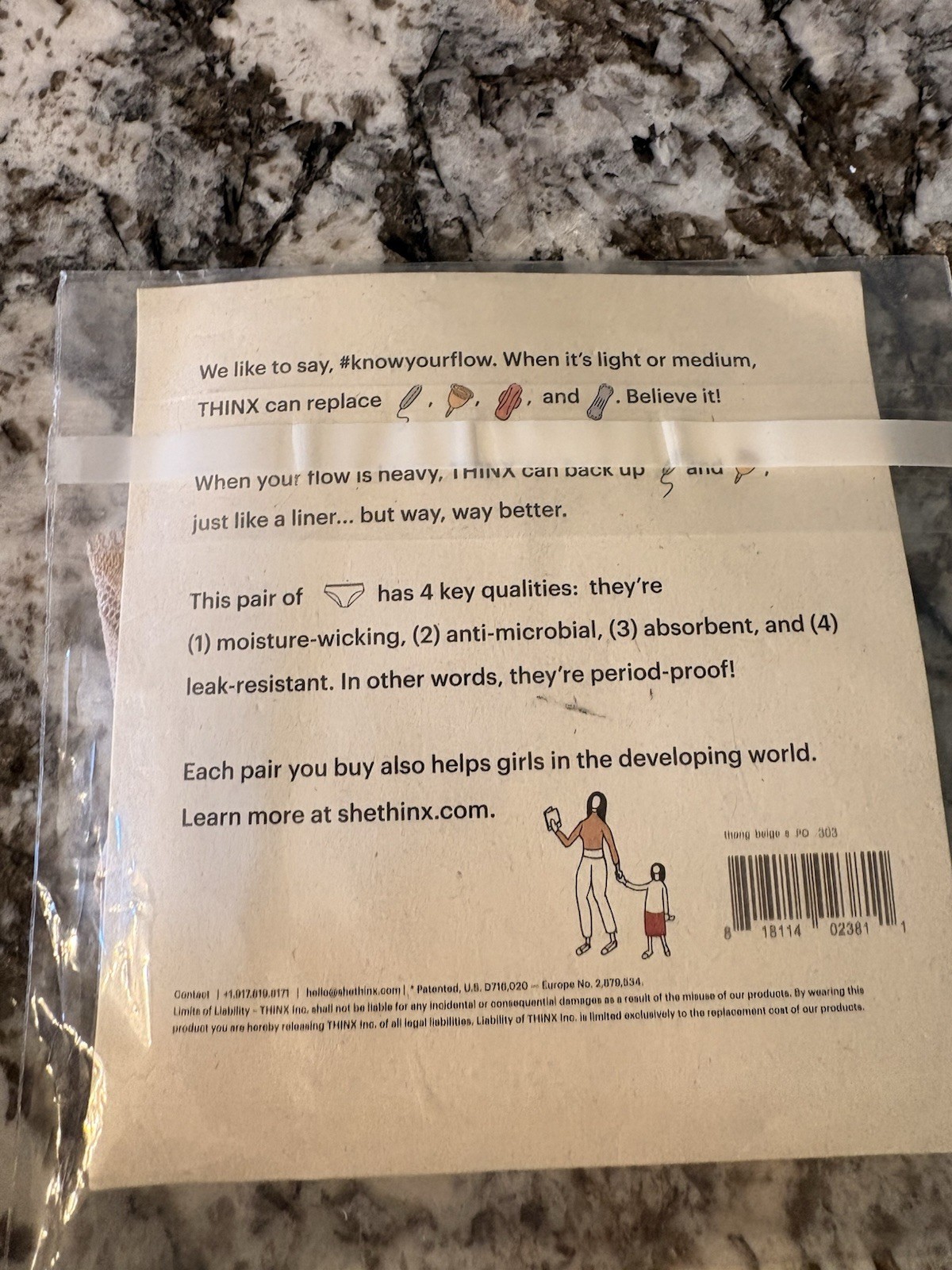 Thinx Thong Leakproof Period Panties Size S Beige NWT Factory Sealed