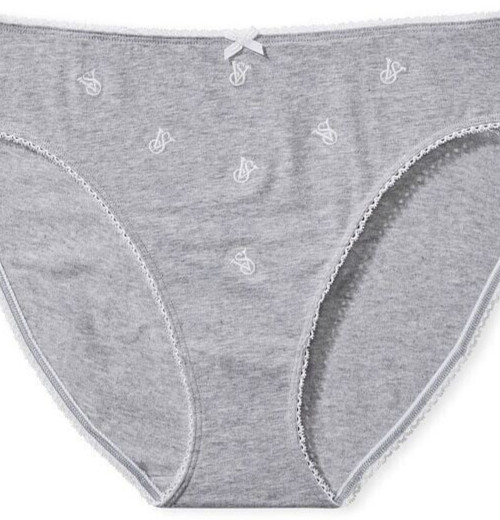 L Grey LOGO Stretch Cotton Waist Victorias Secret High-Leg Waist Brief Panty