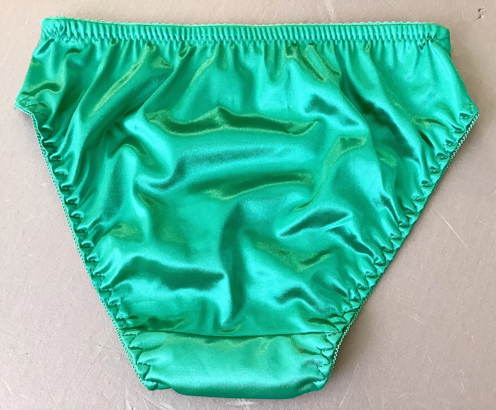 Women Panties Bikinis ANN DIANE Size XL GreenBlue Shiny Satin Soft W/decoration