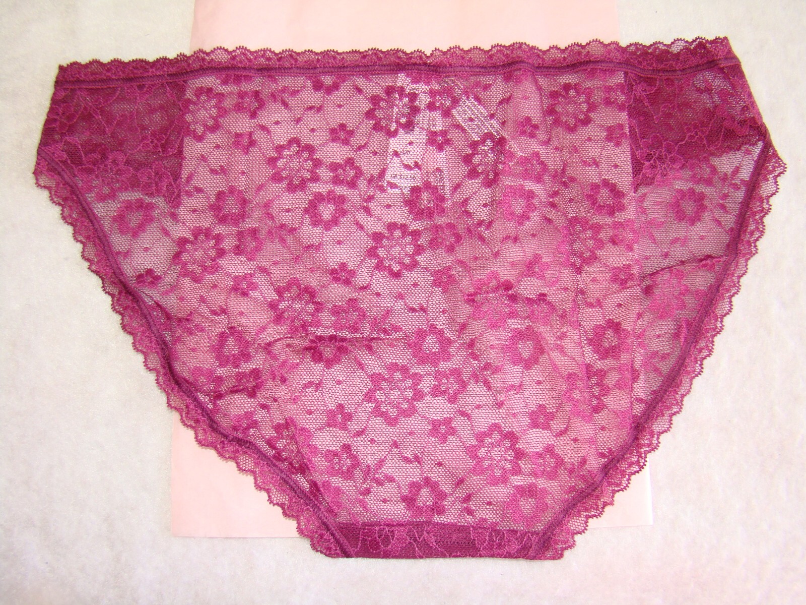 New Victoria’s Secret Red Wine Plum Floral Lace with Lace Trim Bikini Panty