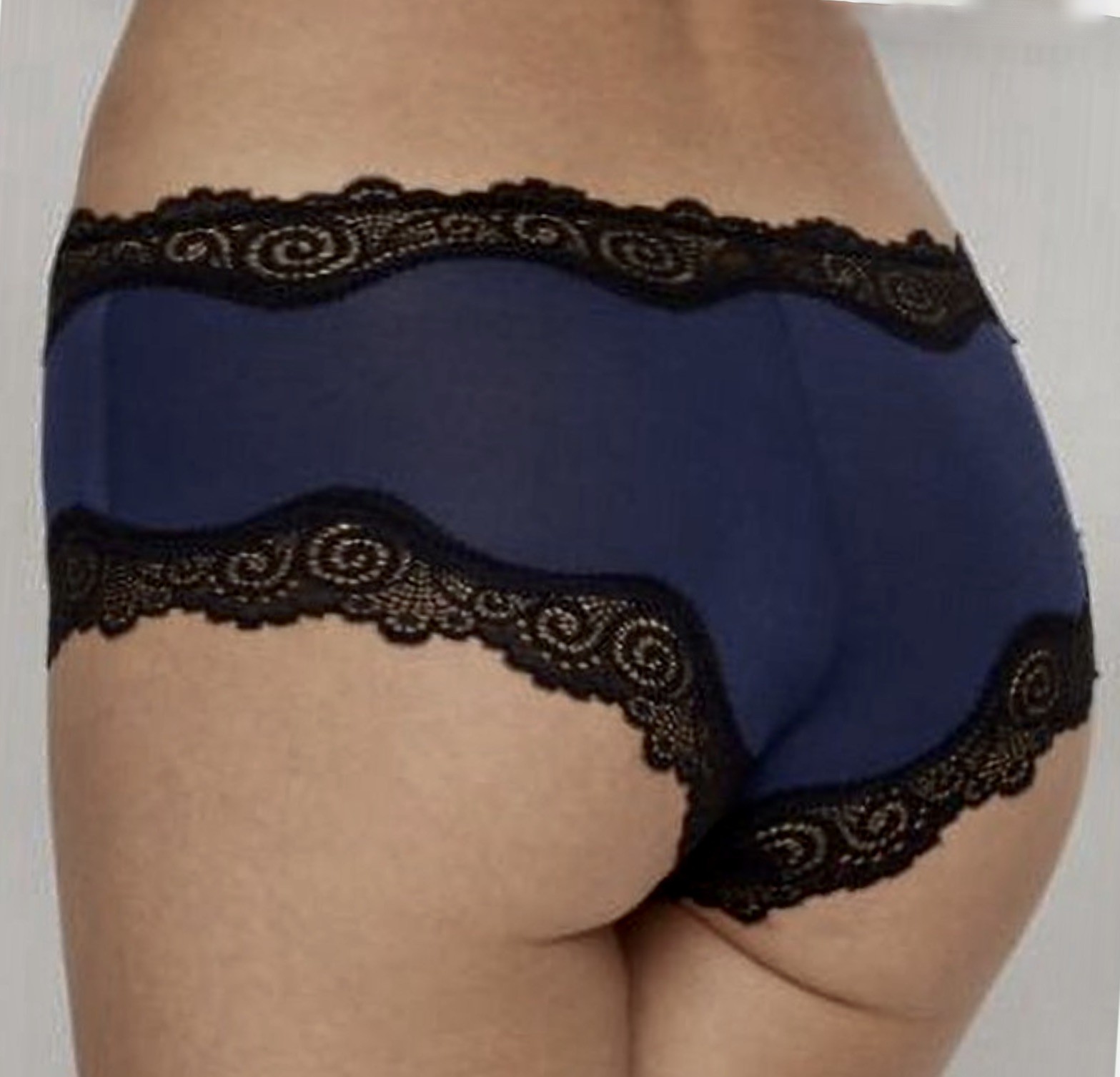MAIDENFORM Scalloped Lace Trim Navy Blue Black Cheeky Hipster Panty Womens XL 8