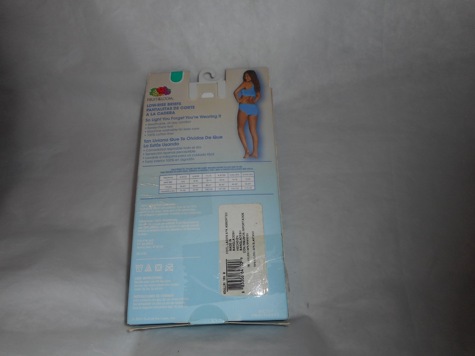 6 PK Fruit Of The Loom Low Rise Briefs Multi Color Size ,9/2X