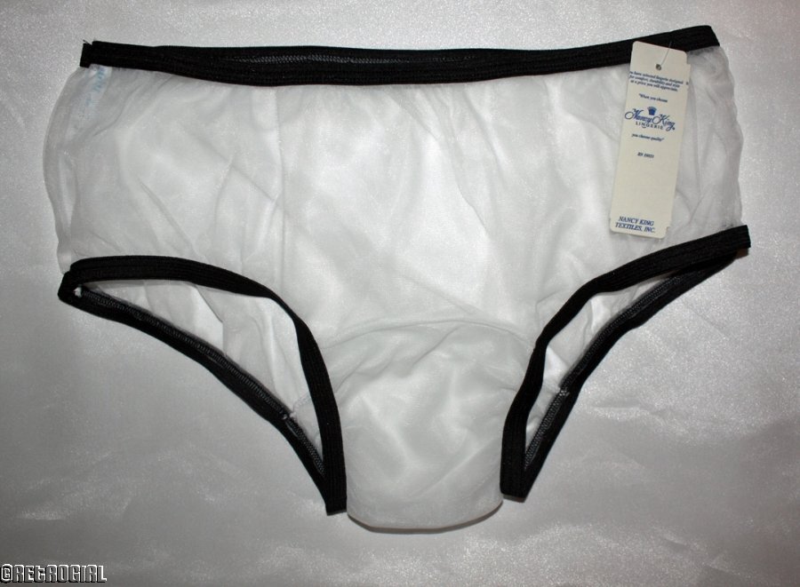 RG VINTAGE RETRO NANCY KING SHEER WHITE SEE THRU BIKINI PANTIES SIZE LARGE