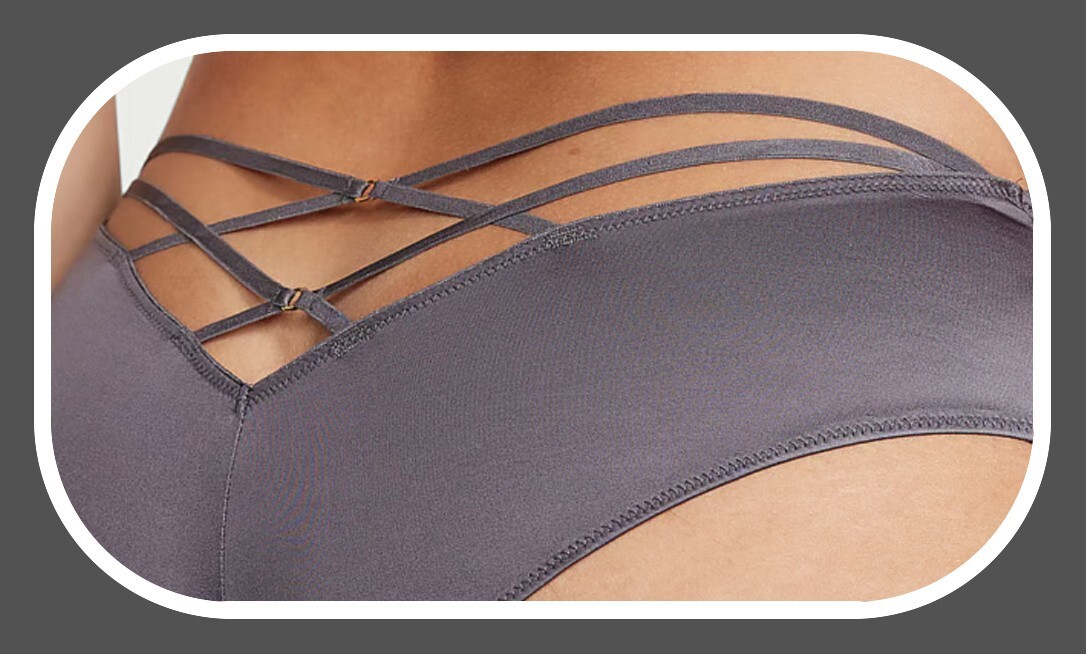 L Dark Grey Strappy Back Satin HighLeg Very Sexy Cheeky Victorias Secret Panty