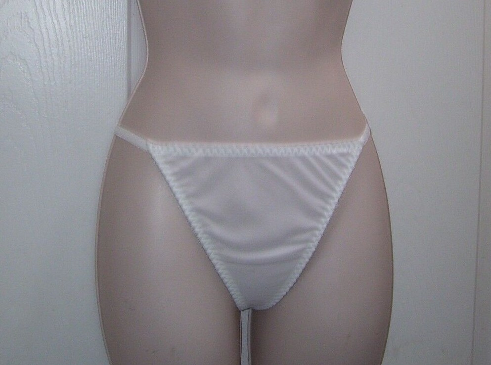 Women’s White Thong Panties Semi Sheer Fabric Size Medium