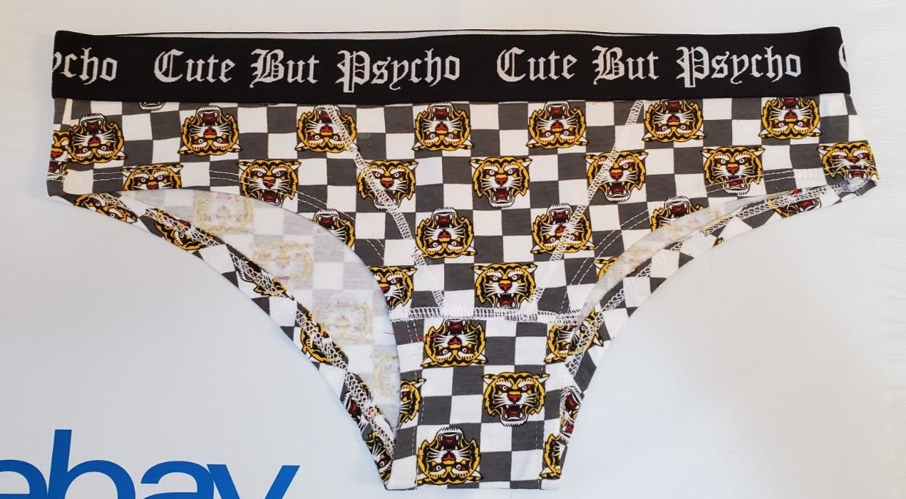 Rue 21 Women’s Bikini Panties MEDIUM Cute But Psycho Checker Tiger New