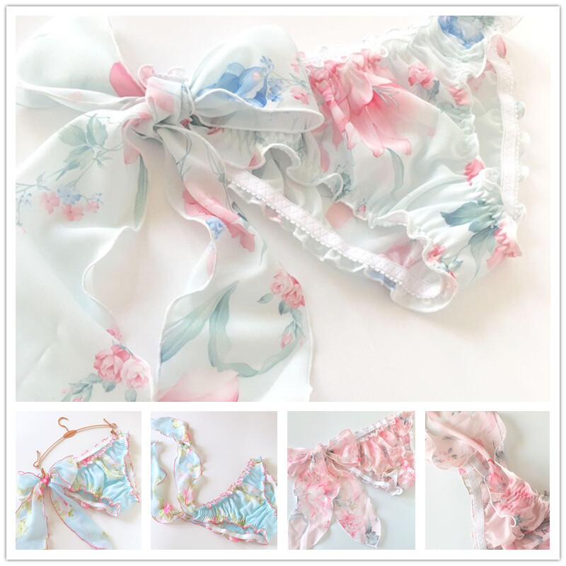 Girls Chiffon Floral Underwear Panties Knickers Briefs Lingerie Lace Up Ruffle