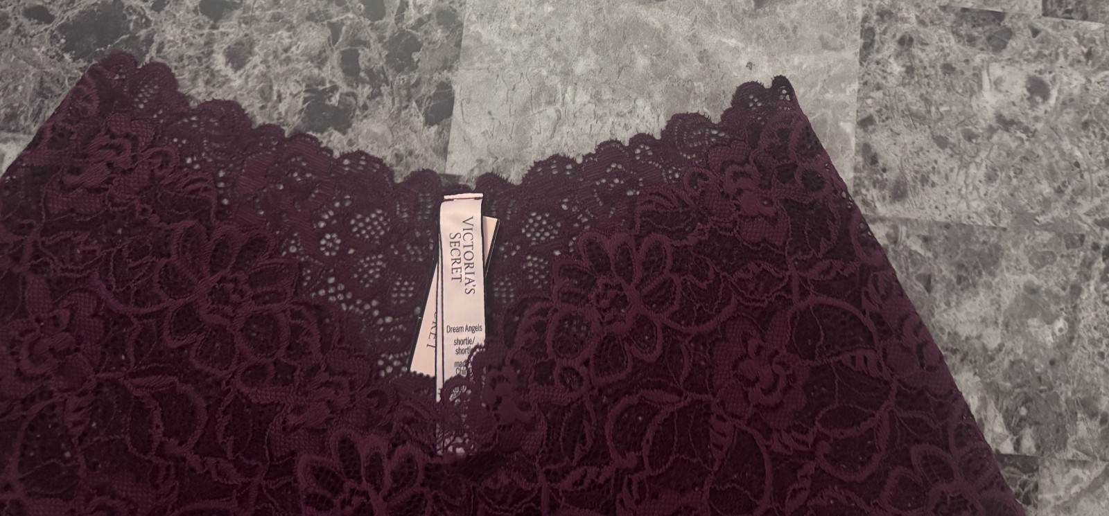 NWT VICTORIA’S SECRET DREAM ANGELS S MAROON FLORAL LACE SHORTIE BOYSHORT PANTIES