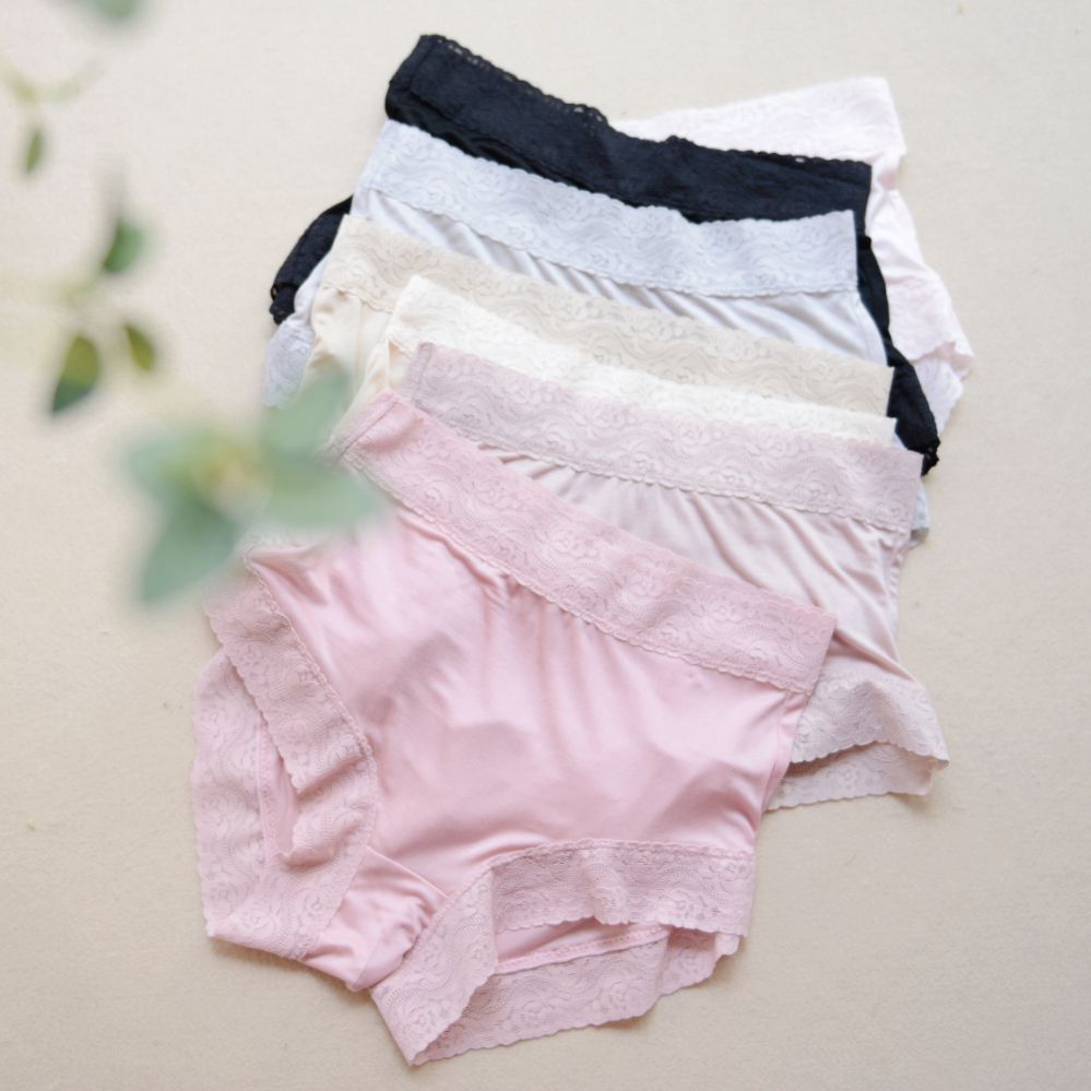 6 Pair Women 100%silk Double Knitted Waist Briefs Panties Underwear Bikini Lace