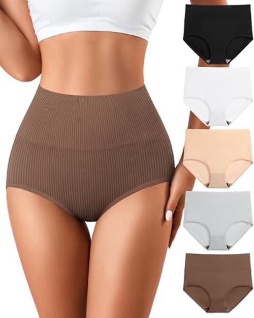 Womens Underwear Cotton High Waisted 3X-Large-4X-Large A Multicolored, 5 Pack