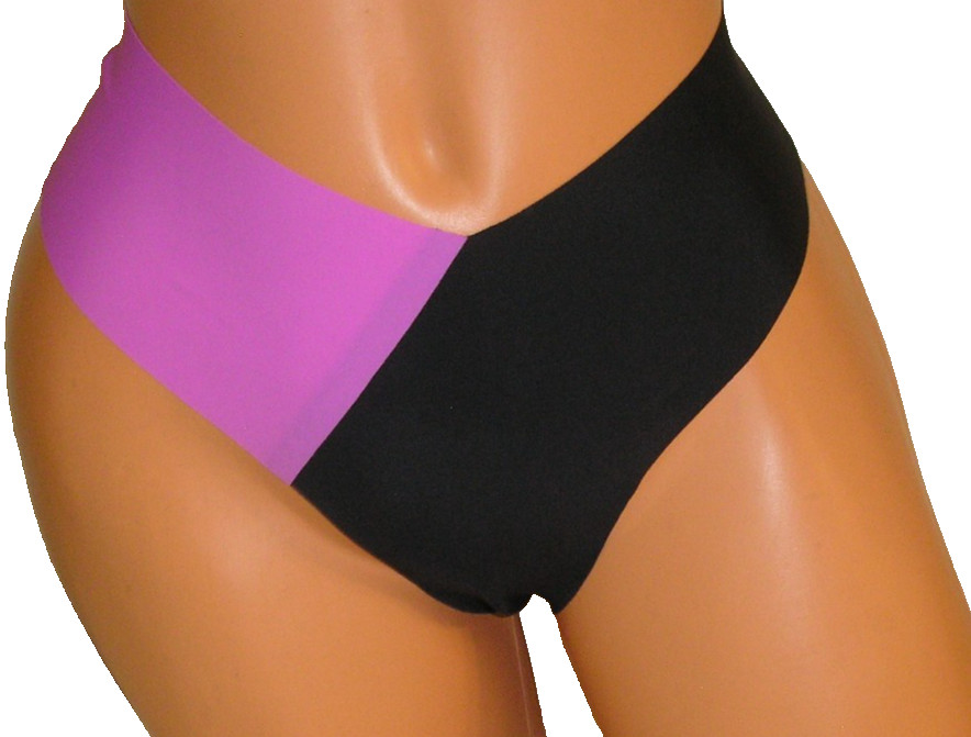 Panties Lingerie Heart Love Print Back Purple Black Thong XL Adult Gift